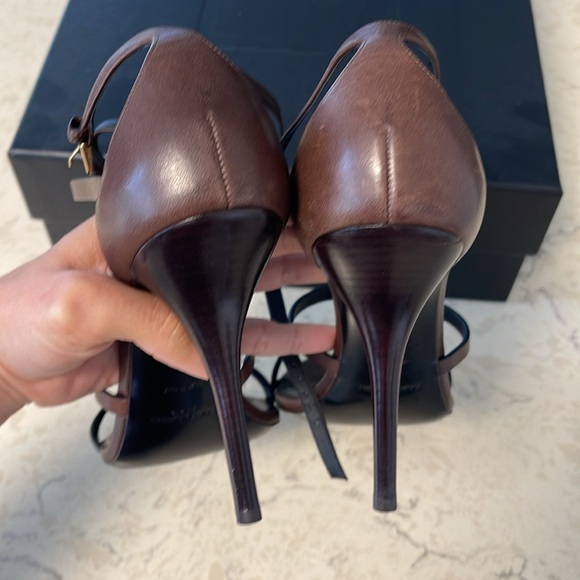 Saint Laurent Cassandra YSL logo Heels Brown 38 🤎 - Picture 6 of 10
